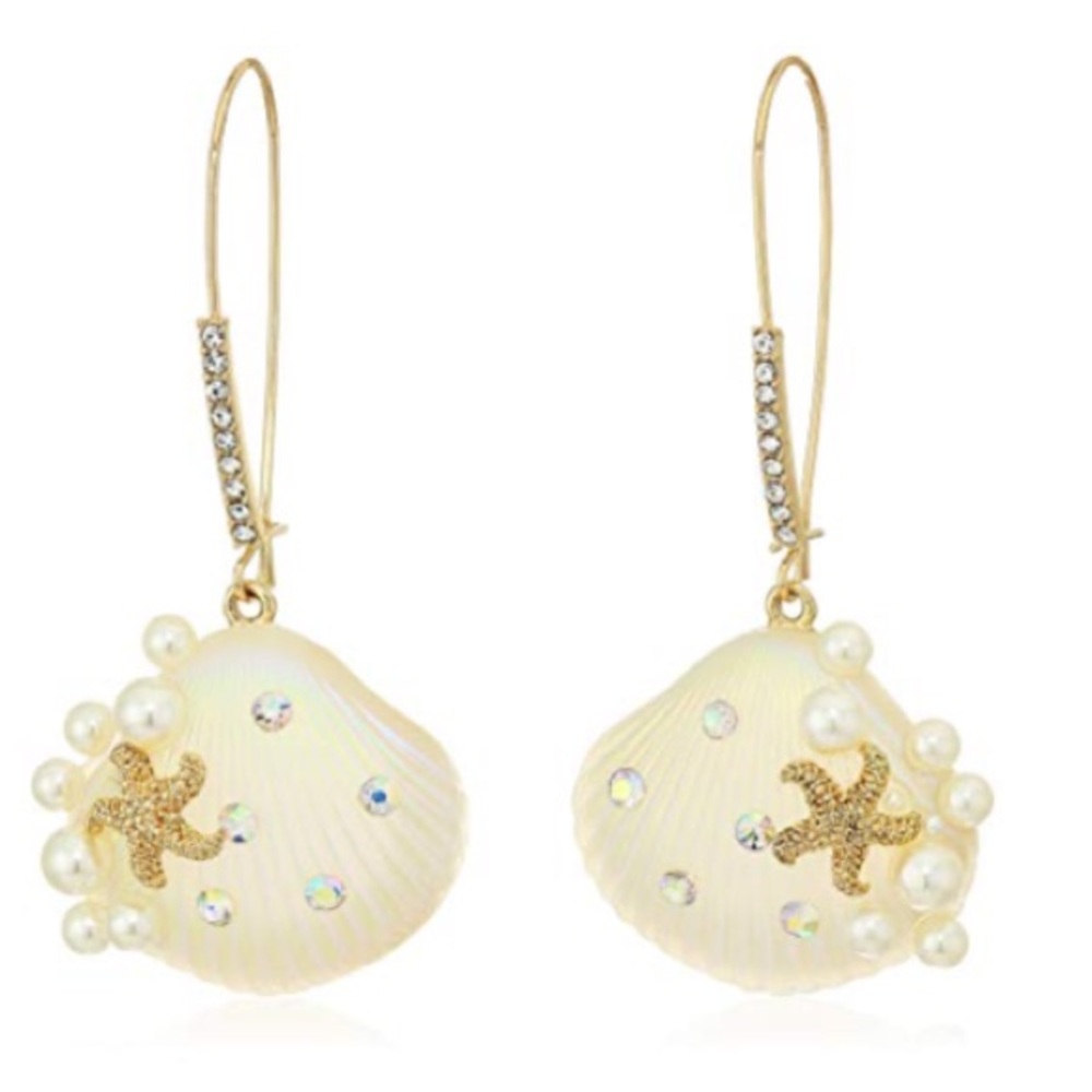 New Betsey Johnson Sea Shell Dangle Earrings - Picture 8 of 10